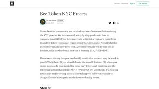 
                            3. Bee Token KYC Process – The Bee Token – Medium