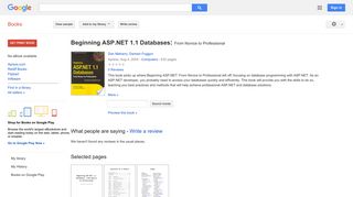 
                            8. Beginning ASP.NET 1.1 Databases: From Novice to Professional - Google बुक के परिणाम