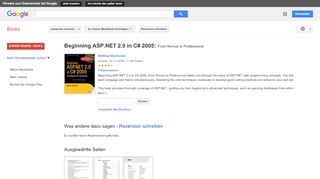 
                            5. Beginning ASP.NET 2.0 in C# 2005: From Novice to Professional - Google Books-Ergebnisseite