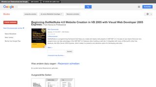 
                            13. Beginning DotNetNuke 4.0 Website Creation in VB 2005 with Visual Web ...