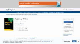 
                            11. Beginning Python | SpringerLink