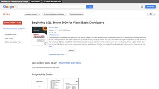 
                            10. Beginning SQL Server 2000 for Visual Basic Developers - Google Books-Ergebnisseite