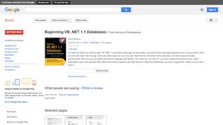 
                            6. Beginning VB .NET 1.1 Databases: From Novice to Professional