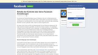 
                            3. Behalte die Kontrolle über deine Facebook-Anmeldungen | Facebook