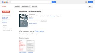
                            11. Behavioral Decision Making - Google Books Result