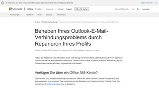 
                            4. Beheben Ihres Outlook-E-Mail-Verbindungsproblems ... - Office Support