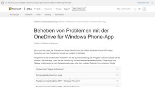 
                            3. Beheben von Problemen mit der OneDrive für Windows Phone-App ...