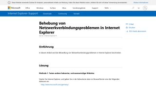 
                            1. Behebung von Netzwerkverbindungsproblemen in Internet Explorer