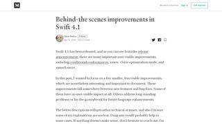 
                            11. Behind-the scenes improvements in Swift 4.1 – Slava Pestov – Medium