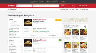 
                            6. Behrouz Biryani, Bengaluru - Zomato