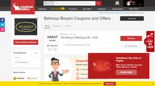 
                            12. Behrouz Biryani Coupons & Offers, February 2019 Promo Codes