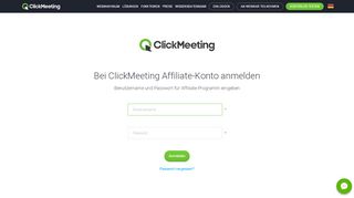 
                            2. Bei ClickMeeting Affiliate-Konto anmelden