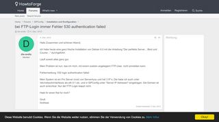 
                            6. bei FTP-Login immer Fehler 530 authentication failed | Howtoforge ...