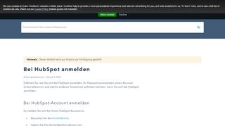 
                            7. Bei HubSpot anmelden - HubSpot Support