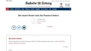 
                            2. Bei neuem Router stets das Passwort ändern - Infobox - Badische ...