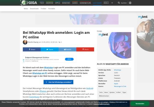 
                            6. Bei WhatsApp anmelden: Mit dem Login am PC online einloggen - Giga