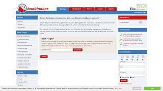 
                            11. Beim Einloggen bekomme ich eine Fehlermeldung ... - Booklooker.de
