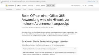 
                            8. Beim Öffnen einer Office 365-Anwendung wird ein Hinweis zu meinem ...