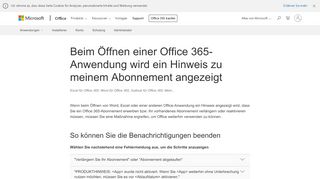 
                            6. Beim Öffnen einer Office 365-Anwendung wird ein Hinweis zu ...