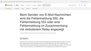 
                            11. Beim Senden von E-Mail-Nachrichten wird die Fehlermeldung 550 ...