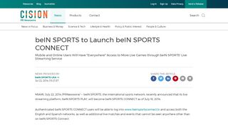 
                            12. beIN SPORTS to Launch beIN SPORTS CONNECT - PR Newswire