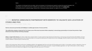 
                            11. Beintoo announces partnership with BeMyEye to validate geo-location ...