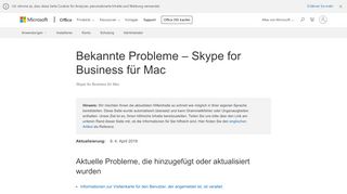 
                            4. Bekannte Probleme – Skype for Business für Mac - Office Support