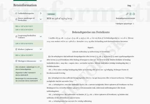 
                            7. Bekendtgørelse om FerieKonto - retsinformation.dk