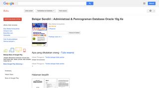 
                            3. Belajar Sendiri : Administrasi & Pemrograman Database Oracle 10g Xe - Hasil Google Books