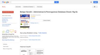 
                            13. Belajar Sendiri : Administrasi & Pemrograman Database Oracle 10g Xe