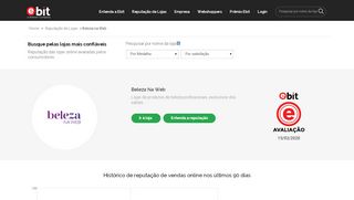 
                            9. Beleza na Web - Avaliação por consumidores - Ebit