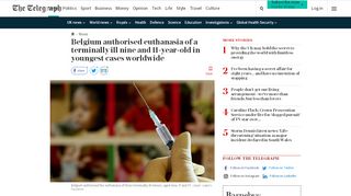 
                            13. Belgium authorised euthanasia of a terminally ill nine and 11-year-old ...