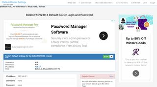 
                            4. Belkin F5D9230-4 Default Router Login and Password - Clean CSS