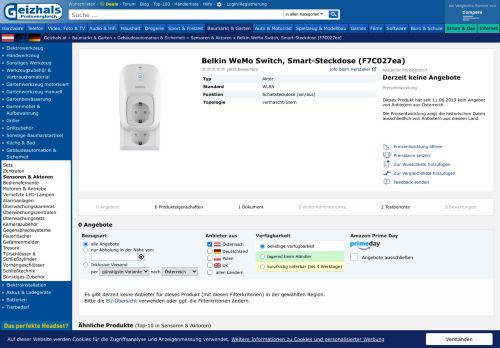 
                            12. Belkin WeMo Switch, Funksteckdose (F7C027ea) ab € 39,41 (2019 ...
