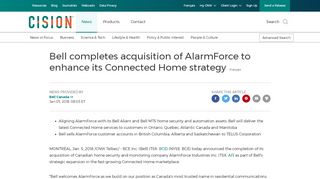 
                            12. Bell completes acquisition of AlarmForce to enhance its Connected ...