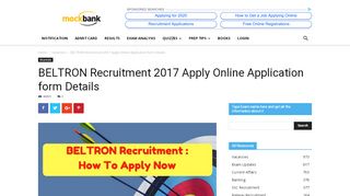 
                            6. BELTRON Recruitment 2017 Apply Online Application form Details