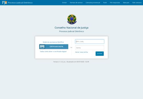 
                            4. Bem vindo ao PJe · Conselho Nacional de Justiça