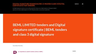 
                            10. BEML LIMITED tenders and Digital signature certificate | BEML ...