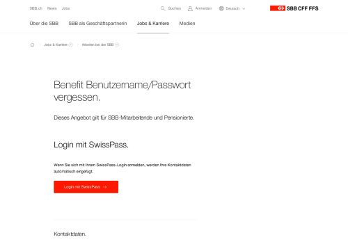 
                            3. Benefit Benutzername/Passwort vergessen | SBB