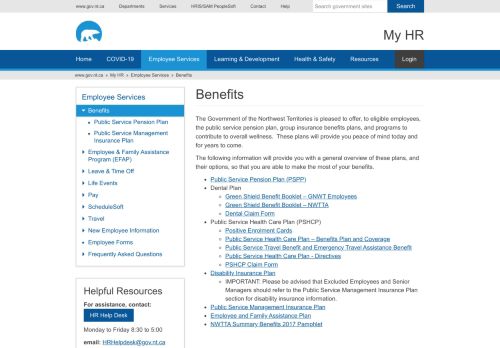 
                            11. Benefits | My HR - Government of Northwest Territories