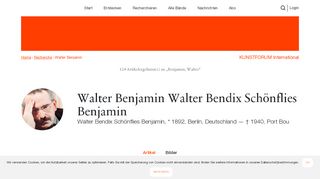 
                            7. Benjamin, Walter – www.kunstforum.de - KUNSTFORUM International