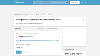 
                            4. benötige hilfe bei medion WLAN Verstärker MD 87070 (Internet ...