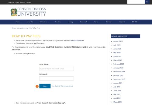 
                            5. Benson Idahosa University How To Pay Fees