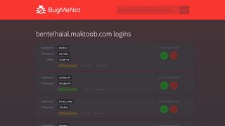 
                            6. bentelhalal.maktoob.com passwords - BugMeNot