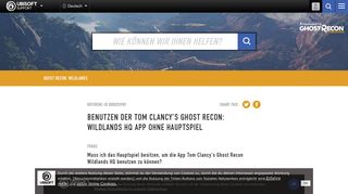 
                            1. Benutzen der Tom Clancy's Ghost Recon: Wildlands HQ ​App ohne ...