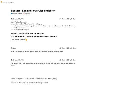 
                            4. Benutzer Login für mAirList einrichten - mAirList Support Forum