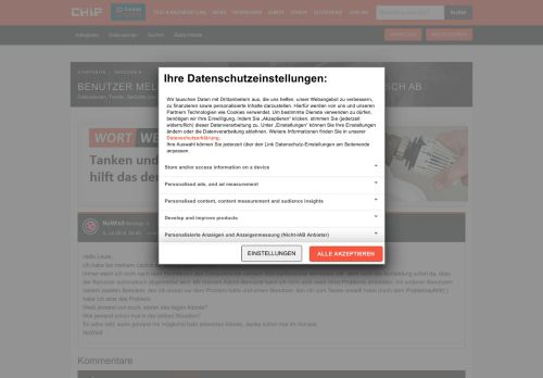 
                            3. Benutzer meldet sich nach der Anmeldung automatisch ab — CHIP-Forum