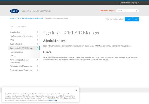 
                            6. Benutzerhandbuch für LaCie RAID Manager - Anmelden bei LaCie ...