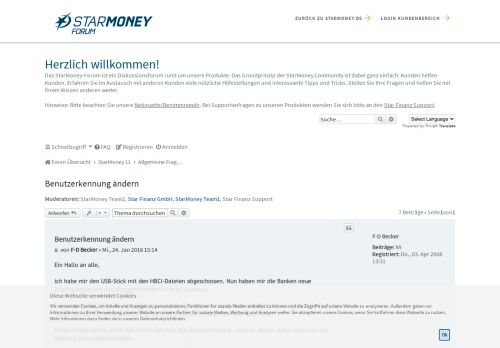 
                            2. Benutzerkennung ändern - Die StarMoney Community