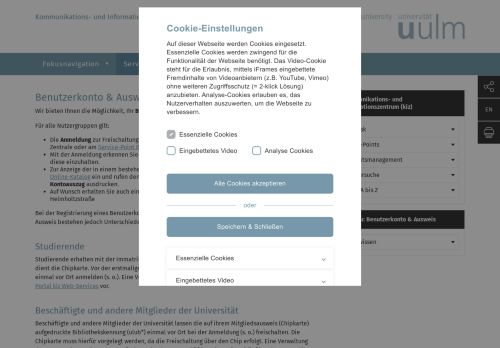 
                            3. Benutzerkonto & Ausweis - Universität Ulm